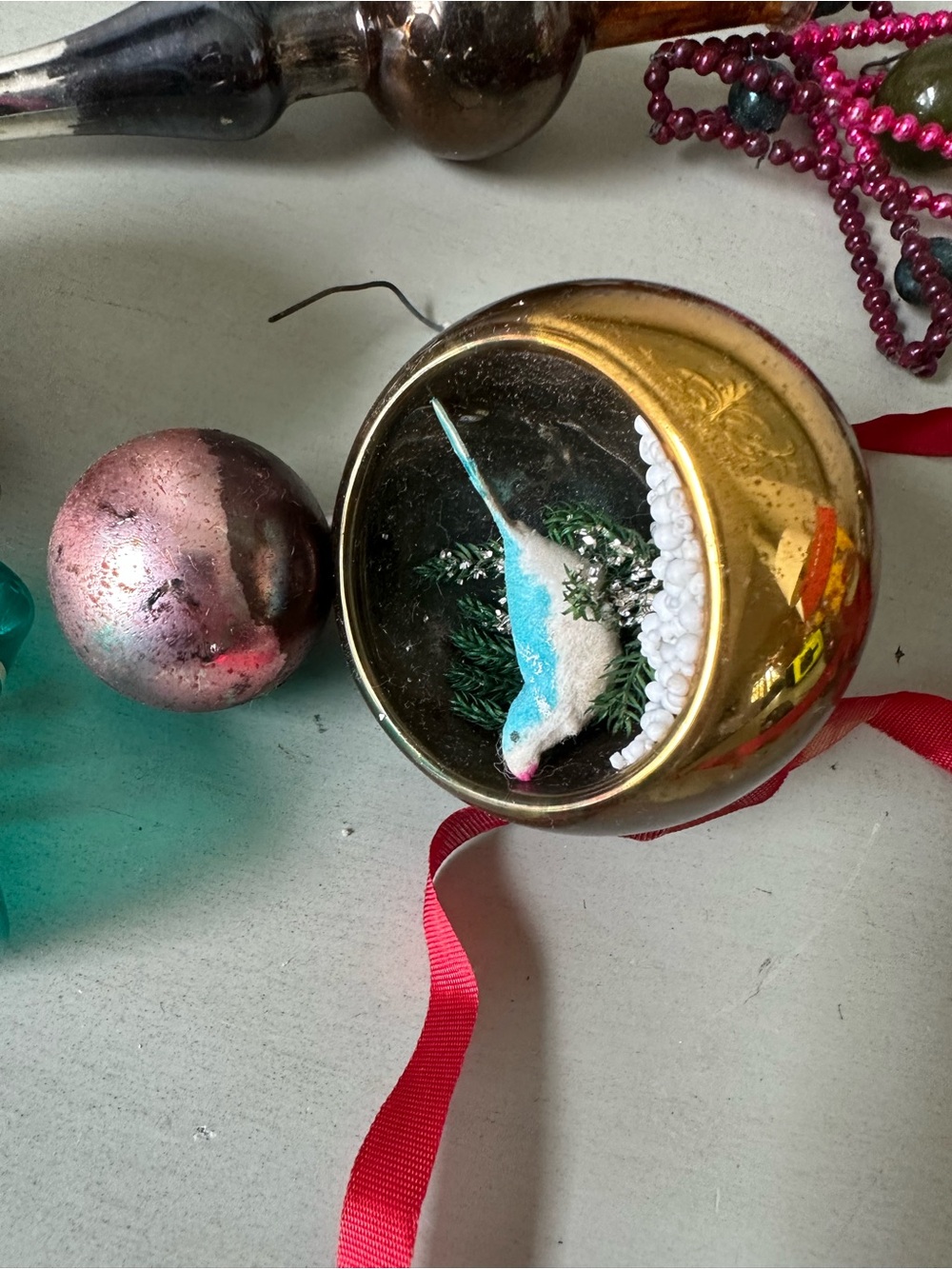 Vintage Christmas ornaments shiny brite mercury diorama tree topper lot - Picture 4 of 12